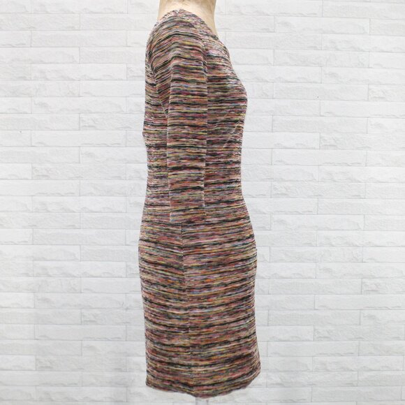 LILY ROSE Dress Knit Striped Body Con Form Fitting Rainbow Colorful Stretch LG - Picture 3 of 12